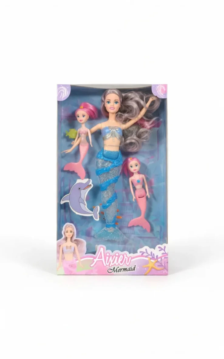 دمية حورية بحر مضيئة مع حوريتين صغيرتين